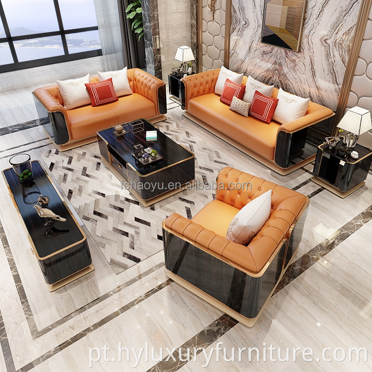 Mobília do lobby do hotel sala de estar sofás de couro de luxo conjunto sofá redondo sofás da sala de estar